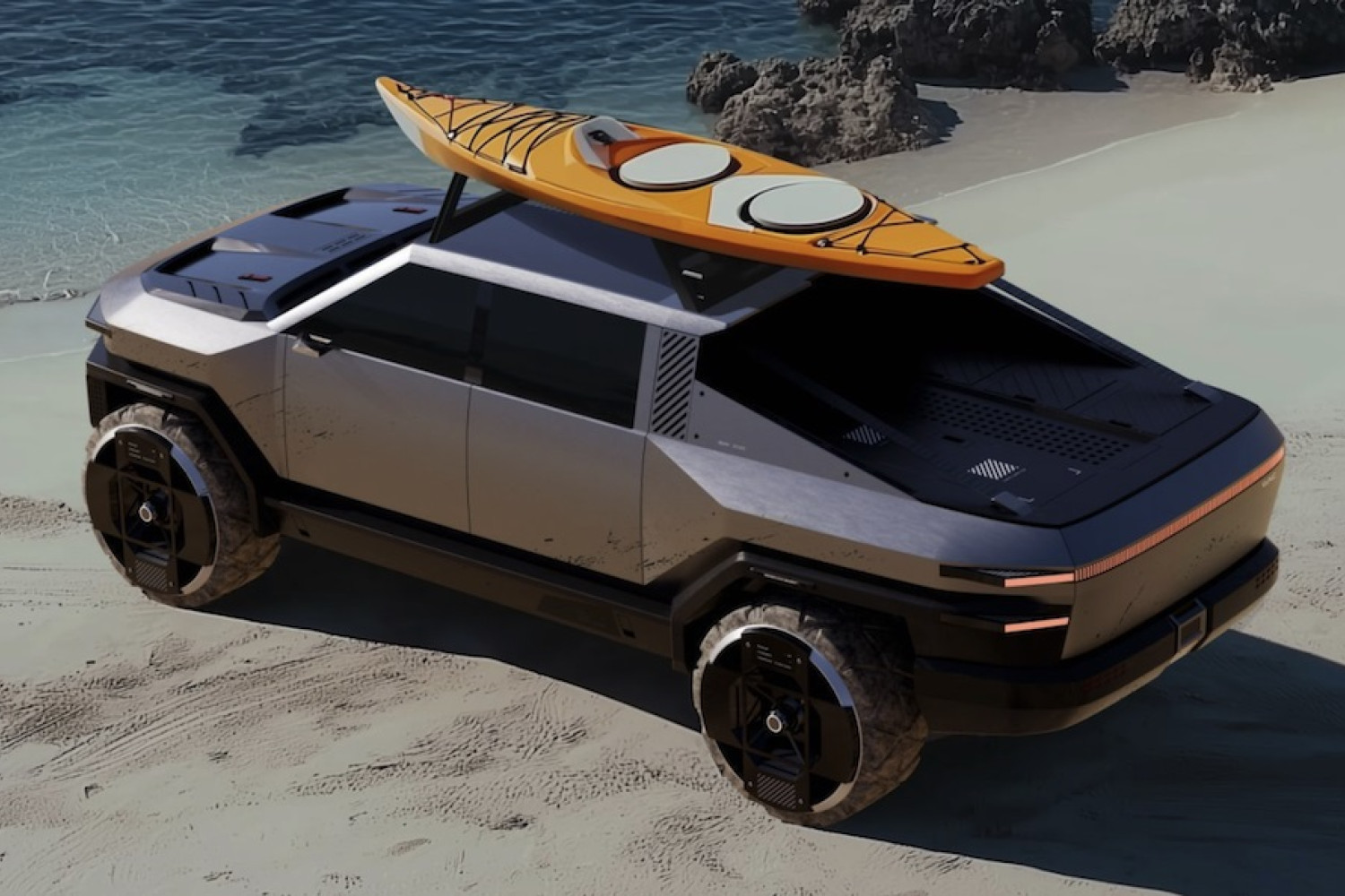 Naujasis GAC elektrinis pikapas: ateities dizainas, įkvėptas Tesla Cybertruck ir Hummer EV